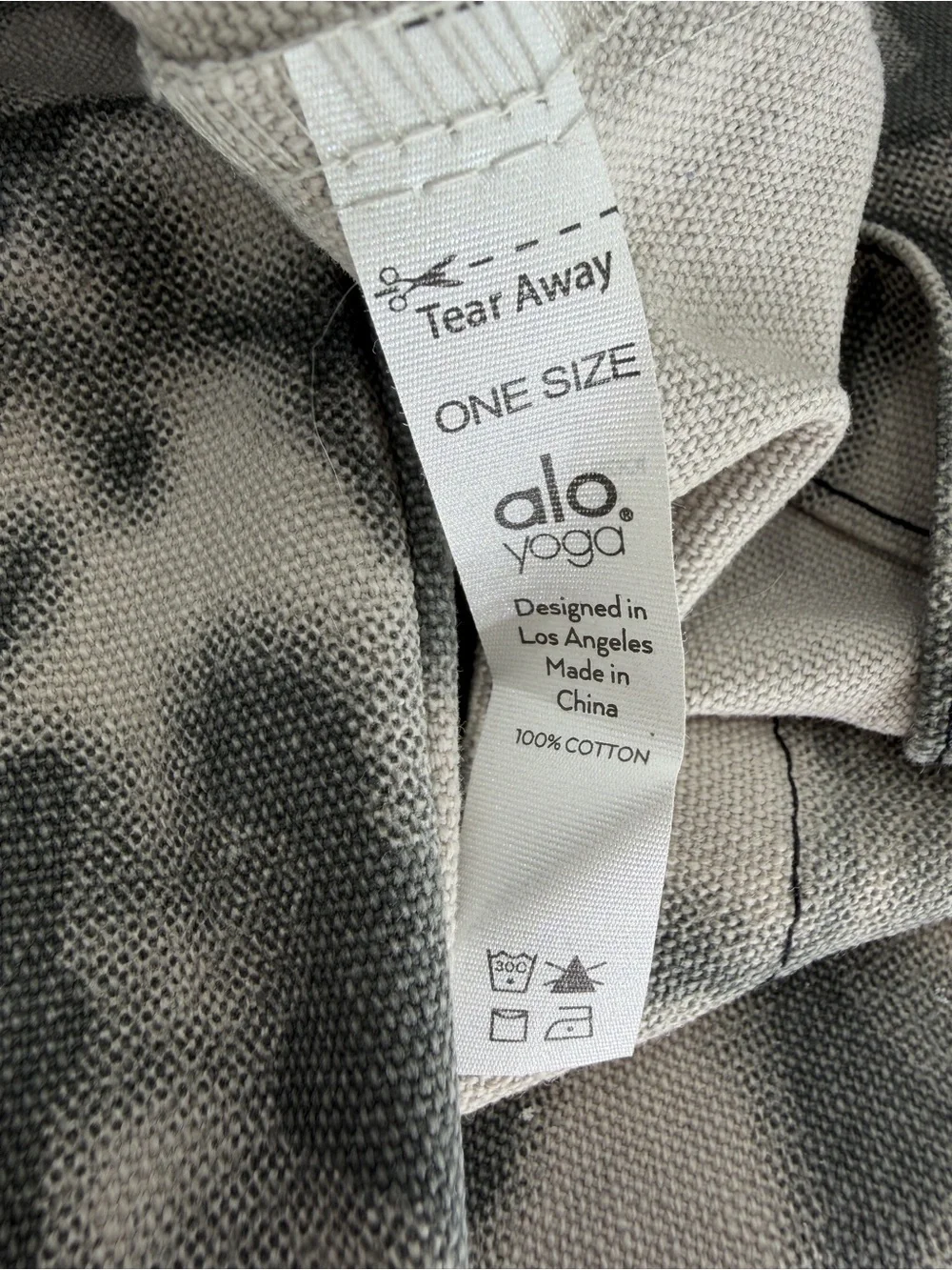 ALO Yoga Gray Tie-Dye 'Peace On Earth' Canvas Tote NWT